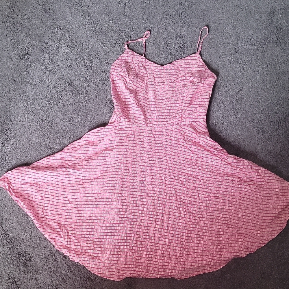 Pink Striped Spaghetti Strap Dress